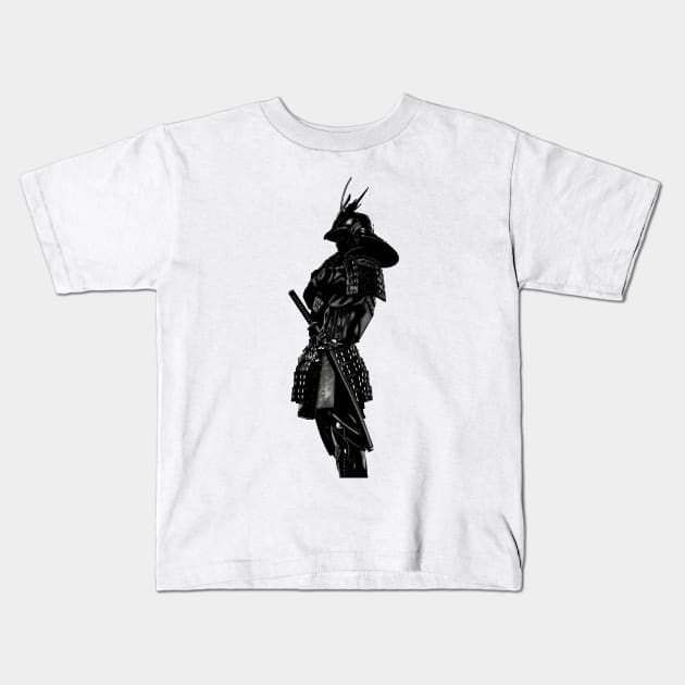 Samurai silhouette Kids T-Shirt by GrizzlyVisionStudio